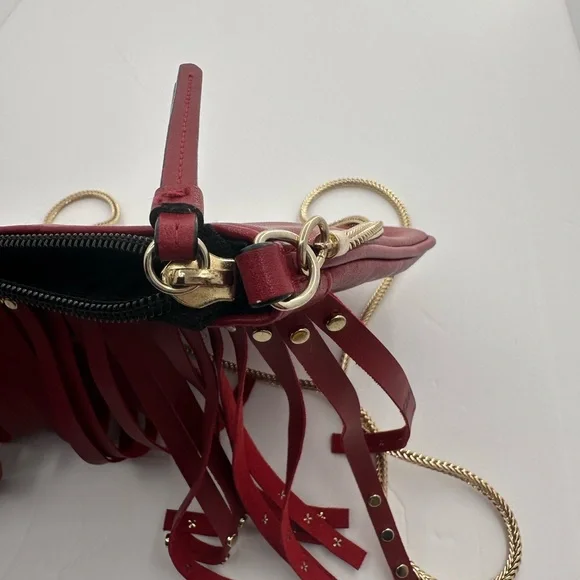 Victoria's Secret Red Fringe Crossbody with Gold Chain - Picture 6 of 8